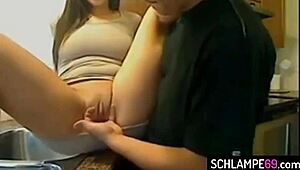 german babe getting pussy fucked hard in the kitchen