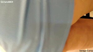 Tattooed MILF without panties explodes with desire