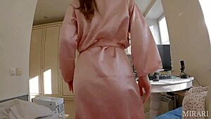 My skinny sexy neighbor invites me over for tea but ends up riding my cock hard in amateur couple cowgirl action