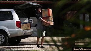 Classy teen fucks outdoors missionary