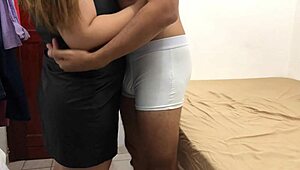 Wife Rubbing Her Curvy Ass On Dick In Doggy Style For Dryhumping Cum In Dorm Room