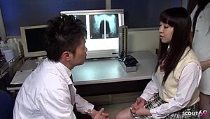 Perv japanese doctor seduces petite teen to join old young ffm threesome at hospital