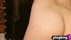 Busty Brunette Poses In Hot Costume Before Intense Striptease