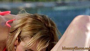 Busty stepmom queening lesbo teen outdoors