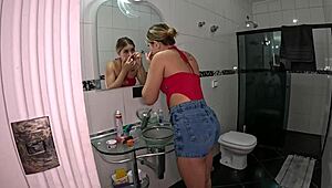 Latina Amateur Gabily Castro Arrives At Mansion For First Time Blowjob And Pussy Play With Binho Ted In Bathroom