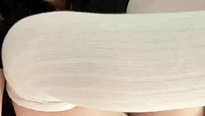 Teen uses dildo in solo play