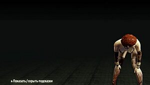 Redhead whore undresses, clothes ripped in game striptease with big tits ass