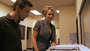 blonde cougar with big tits and blue eyes gets her shaved pussy stuffed deep in heels