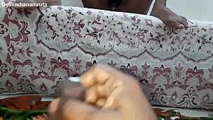 Jerking off to girlfriend's hairy pussy