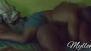 Young skinny babe bent over for intense anal doggystyle in dim light