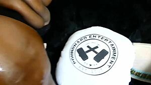 Chunky Black Oily BBW Booty Shakes and Bounces with Intense Action