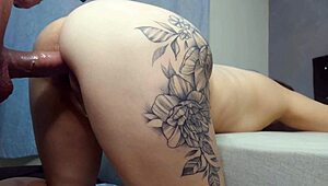 Tattooed Latina wife cheats, roughly fucks husband's old friend