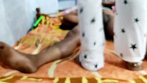 Indian Hot Wife Gives Homemade Handjob, Blowjob, and Footjob to Husband.