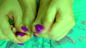 Teeny says, 'Feel the dildo on my soles.'