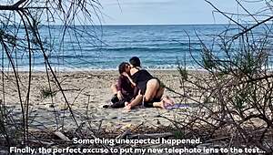 beach sex between two passionate lovers female squirting orgasms at 7 40 and 13 25 - - video shot with my new telephoto lens