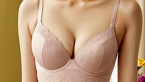 Sweet asian models pose in lingerie and panties, barefoot with cute feet.