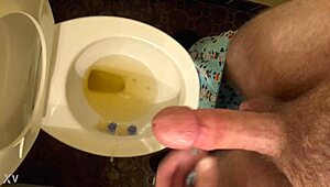 Horny Guy Masturbates Massive Cock Intensely