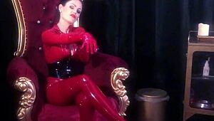 Two rubber goddesses and a pathetic loser, jerk off instructions.