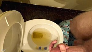 Horny Guy Masturbates Massive Cock Intensely