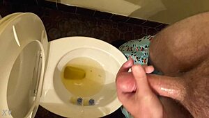 Horny Guy Masturbates Massive Cock Intensely