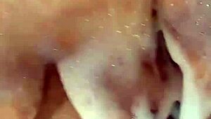 Brunette's pussy fucked in bubble bath