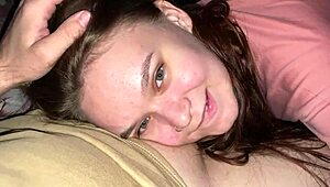 Hey, that late night cream mask pov blowjob with cum on my stepdaughter's face was intense!