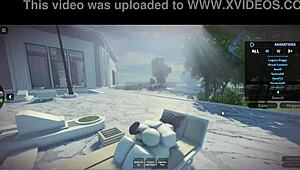 fucking a cute catgirl fan for her first time in roblox condo