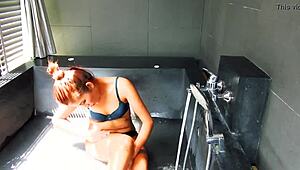 Wet Asian Brunette Fingers Herself In Whirlpool