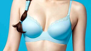 Sweet asian models pose in lingerie and panties, barefoot with cute feet.