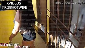 Kriss Hotwife Showing Off in Hotel Corridor 😏