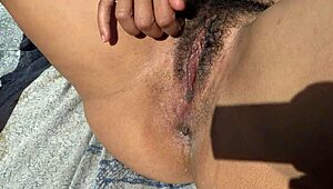 Horny stranger fucks my hairy pussy on the beach in france