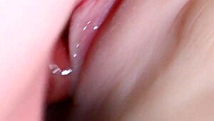 She prepares with lube for toys