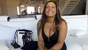 Chatting with jasmeen lafleur during her behind-the-scenes casting interview.