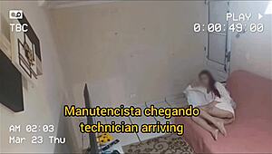 i got cum on my ass from the horny maintence guy at home alone