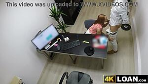 hey needy blonde, suck my huge cock in the office for new furniture - big tits blowjob and doggystyle ride