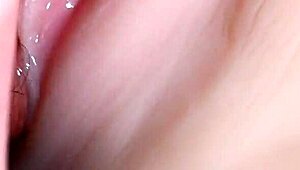 She prepares with lube for toys