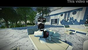 fucking a cute catgirl fan for her first time in roblox condo