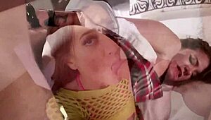 Hot brunette teen receives multiple cumshots on her face