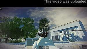 fucking a cute catgirl fan for her first time in roblox condo