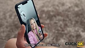 ककॉल्ड हसबैंड देखता है कि वाइफ हॉट जर्क के साथ तंग चूत शेयर करती है