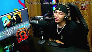 Bruna Lambertini sits naked on Ruan's lap?