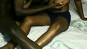 Intimate encounter on the bed with licking and toys