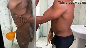 hot quickie with oga boss wife in bathtub, i cum so hard.