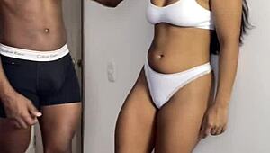 amateur couple performs an intriguing sloppy deep blowjob scene