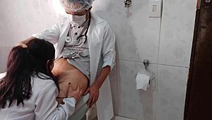 Nurse rides big cock doctor in hospital bathroom encounter