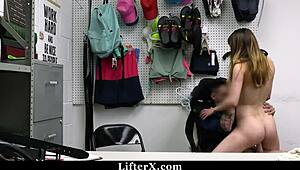 Birthday Gal Caught Stealing Clothes Ripped For Fucking Deal With Old Burglar At Work.