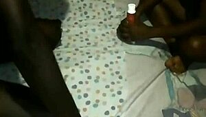 Intimate encounter on the bed with licking and toys