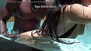 Hotwife Cums Shaking on Black Bull's Dick After Pool