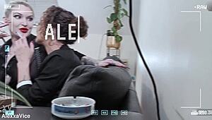 Pervy boss catches secretaries in anal fisting creampie.