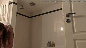 i'm voyeuring in the bathroom with a teen 18+ petite babe, she's so sexy and young